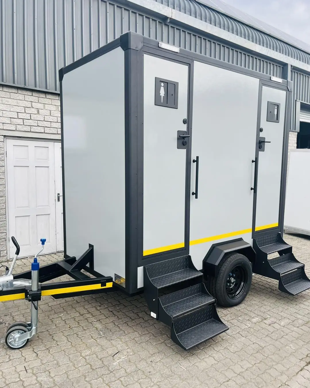 Two-stall restroom trailer exterior