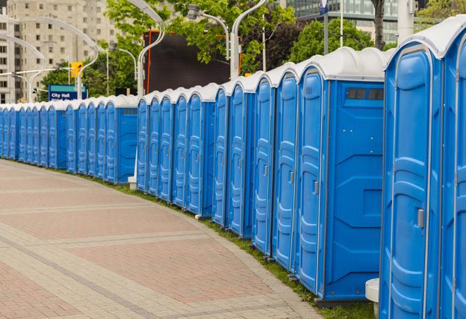 Seasonal porta potty units set up at a Edinburg, Texas venue